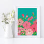 Tropical Hibiscus Flower Print In Pinks, thumbnail 1 of 10