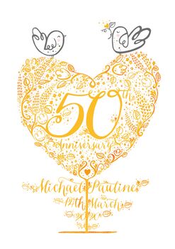 50th Golden Wedding Anniversary Gift Print, 5 of 5