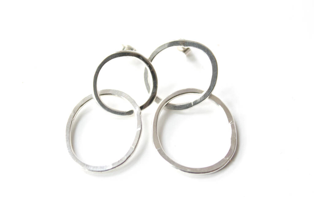 Silver Double Hoop Earrings, 1 of 3