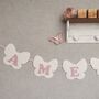 Bunting Blush Pink And White Butterfly Baby Banner, thumbnail 7 of 11