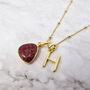 18k Gold Vermeil Plated Garnet Initial Necklace, thumbnail 1 of 7