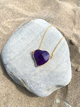 Amethyst Heart Necklace 18k Gold Plated Christmas Gift Present, 2 of 6