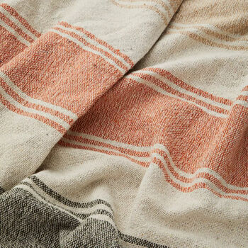 Striped Natural Cotton Woven Throw, 2 of 3