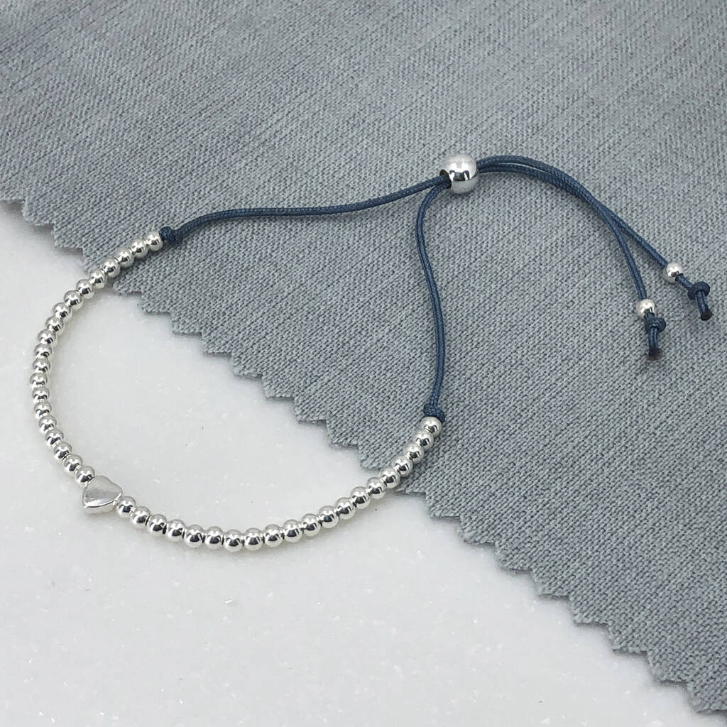 Sterling Silver Adjustable Heart Friendship Bracelet, 1 of 7