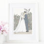 Bride And Groom Wedding Sketch, thumbnail 1 of 12