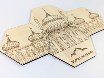 Brighton Royal Pavilion Coasters Set Of Four Maple Wood, 2 of 10