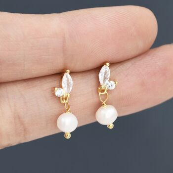 Marquise Cz Pair With Baroque Pearl Dangle Earrings, 7 of 12