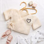 Embroidered Baby Ballet Cardigan Knitting Kit Natural Cream And Granite, thumbnail 1 of 9