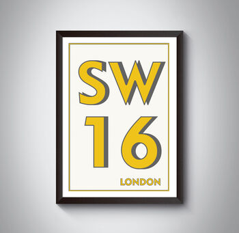 Sw16 Streatham Tooting London Postcode Art Print, 3 of 10