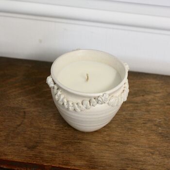 Handmade Piped Ribbon Ceramic Jar Fragranced Soy Candle, 3 of 3
