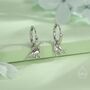 Sterling Silver Dinosaur Huggie Hoop Earrings Brachiosaurus, thumbnail 1 of 11