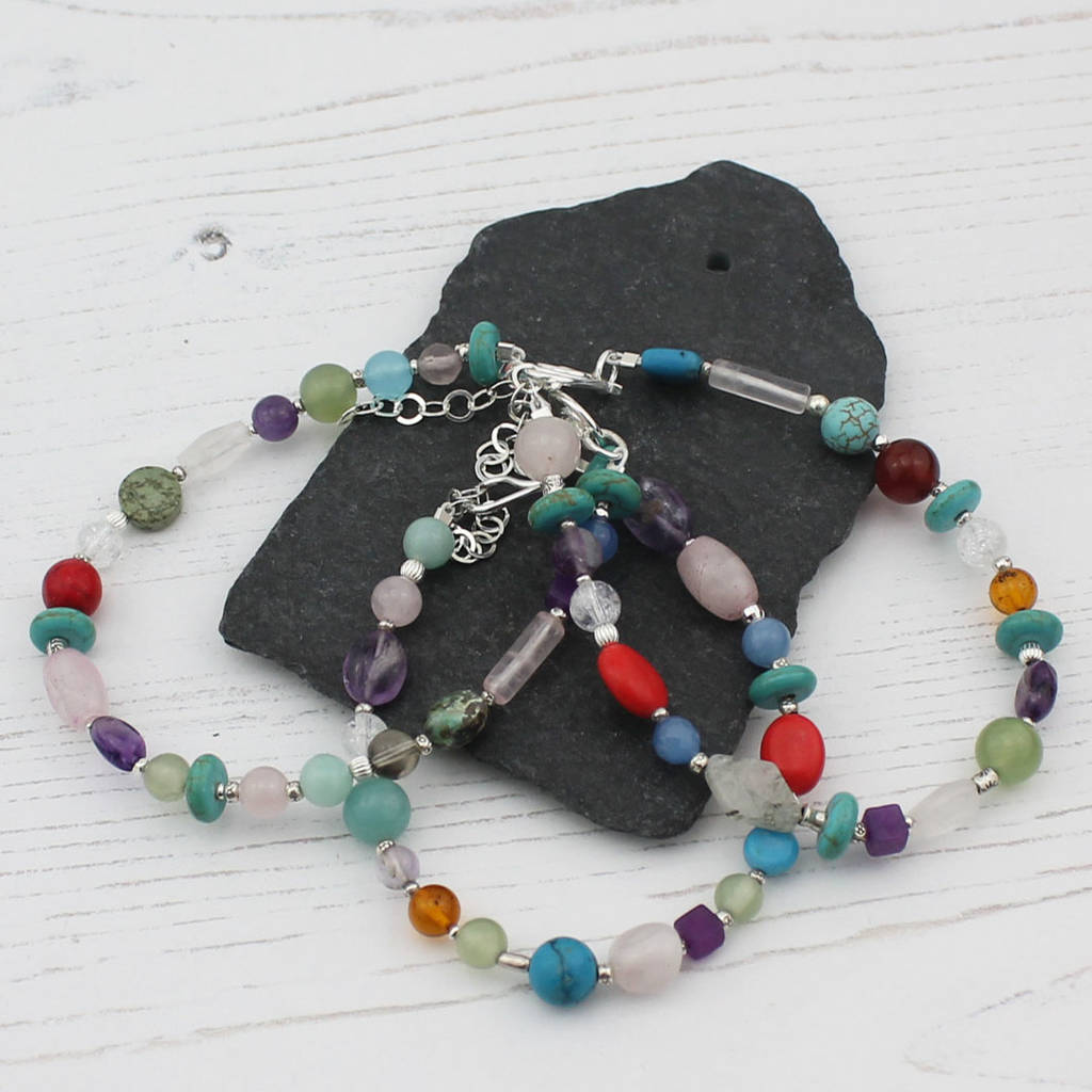 Sterling Silver And Semi Precious Bead Bracelet By Lucy Kemp Silver