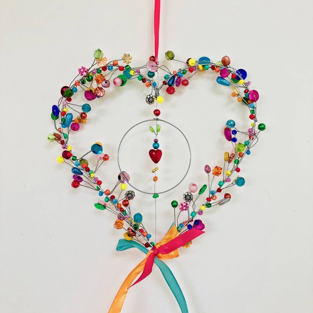 Beaded Heart Wreath, 1 of 6