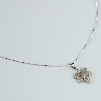 Sterling Silver Maple Leaf Pendant Necklace, 4 of 7