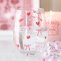 Bow And Heart Print Stemless Wine Glass, thumbnail 1 of 3