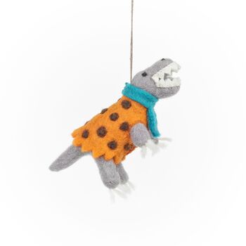 Handmade Felt Dino Mite Dinosaur Hanging Decoration, 3 of 4