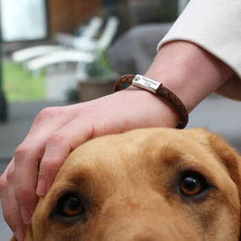 Mens Personalised Father's Day Woven Leather Bracelet, 2 of 8