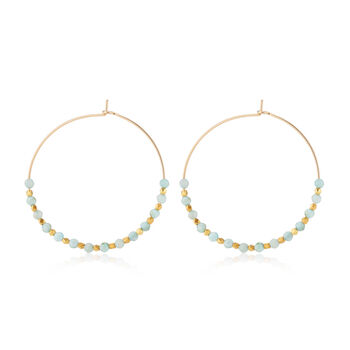 Larimar And Gold Large Hoops, 2 of 4