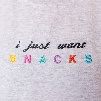 I Just Want Snacks Embroidered Sweatshirt, 10 of 11