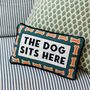 'The Dog Sits Here' Needlepoint Pillow, thumbnail 2 of 6
