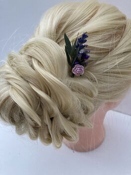 Lilac Dried Flower Hair Pins, 3 of 6