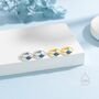Tiny Rhombus Sapphire Blue Cz Huggie Hoop In Sterling Silver, thumbnail 3 of 12