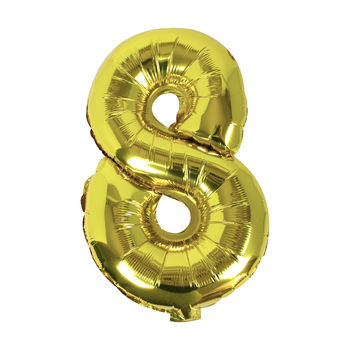 Individual Gold No Helium Number Party Balloon Eight, 2 of 3