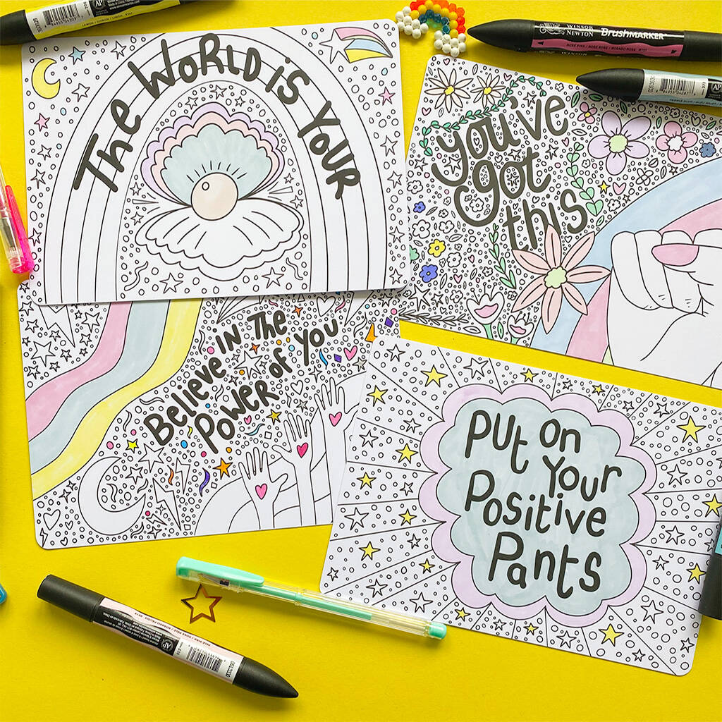 Eight Motivational Colouring Postcards, 1 of 4