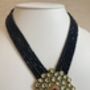 Indian Long Beaded Black Mala Necklace Set, thumbnail 7 of 8