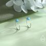Natural Turquoise Huggie Hoop Threader Earrings In Sterling Silver, thumbnail 3 of 11