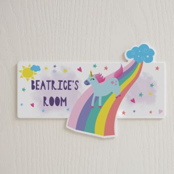 Personalised Girl's Unicorn Bedroom Door Sign Plaque, 4 of 12