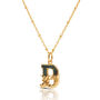 Gold Plated D Initial Necklace With Green Marble, thumbnail 2 of 6