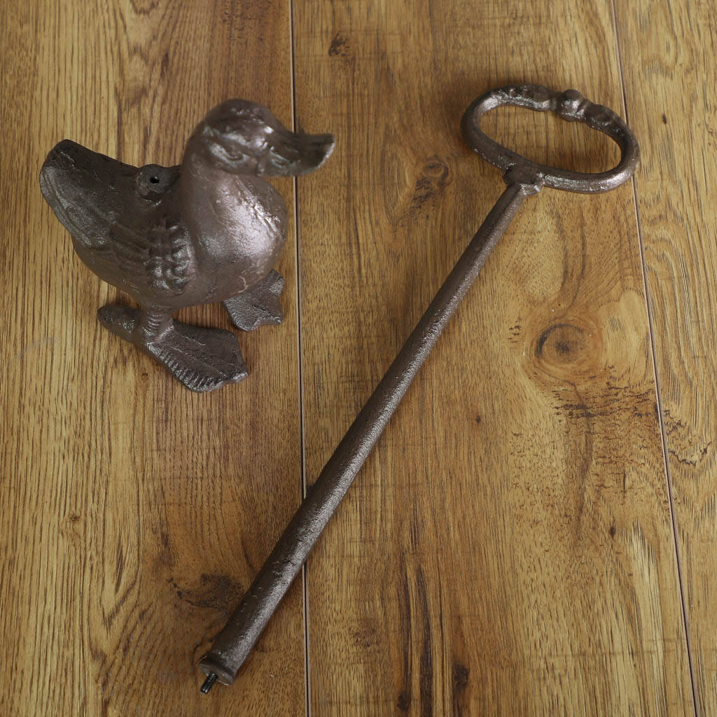 Country Style Iron Duck Door Stop With Handle By Dibor