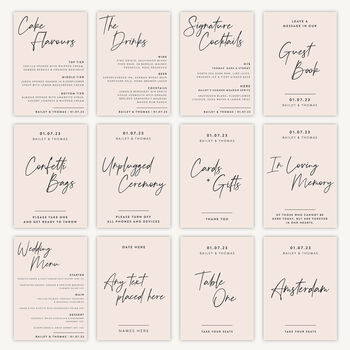 Drinks Menu Wedding Sign A4 Modern Minimal Script, 3 of 5