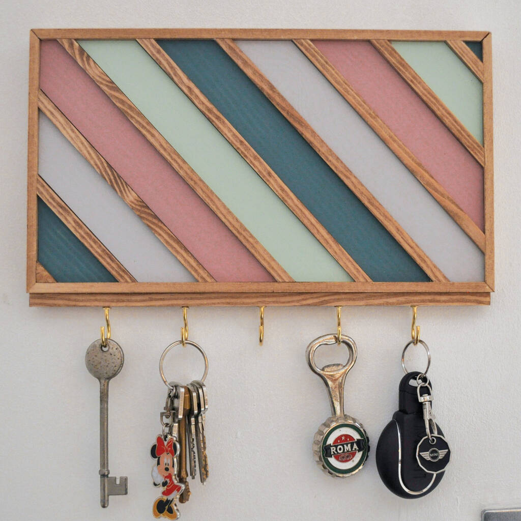 Wooden Mosaic Key/ Jewellery Holder By The Porcupine Creative