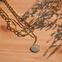Disc Pendant Layered Gold Necklace With Three Chains, thumbnail 4 of 9