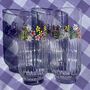 Hand Painted Wild Flower Ribbed Highball Glasses Pair, thumbnail 2 of 3
