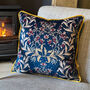 Luxury Velvet Cushion Winter Navy Blue And Gold Optional Piping, thumbnail 2 of 5