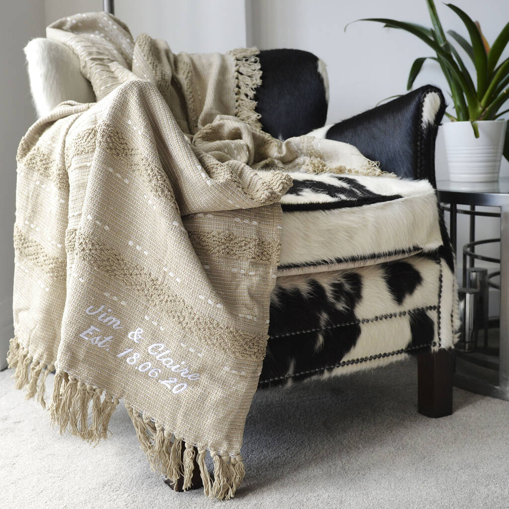 Personalised Natural Tassel Blanket By A Type Of Design