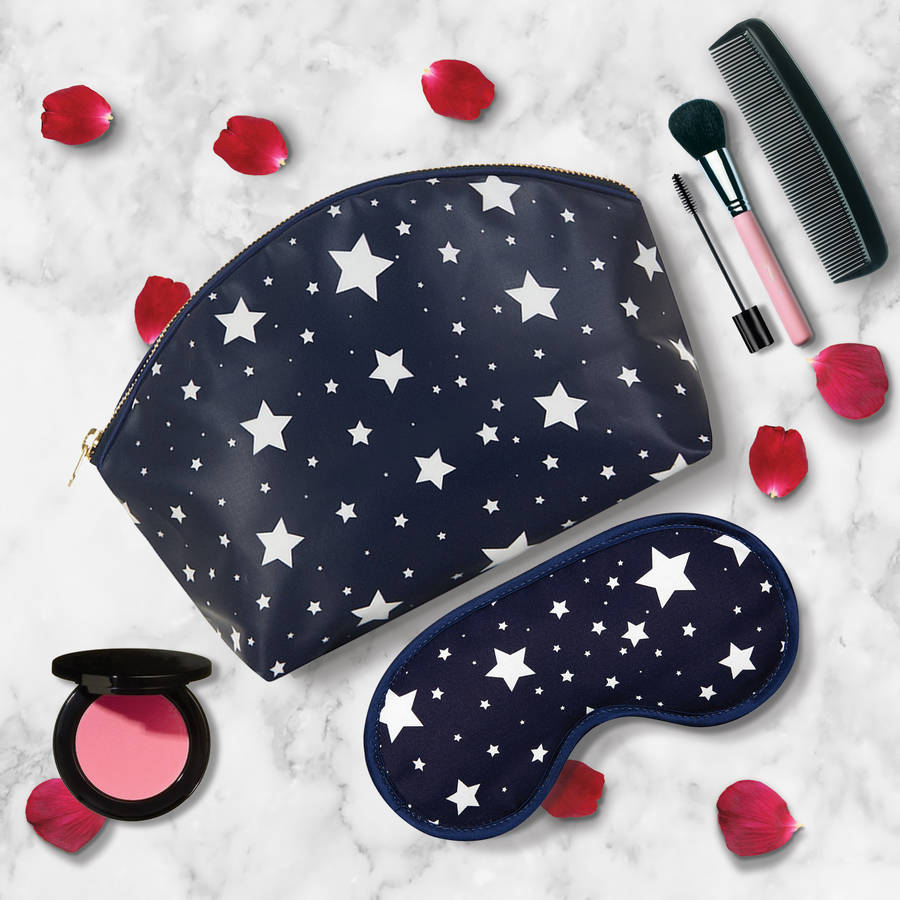 Star Print Make Up Bag And Eye Mask Gift Set By Catherine & Jean