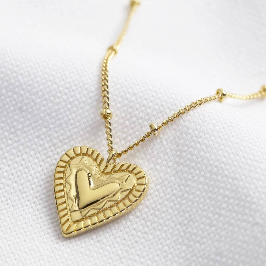 Etched Heart Pendant Necklace By Lisa Angel