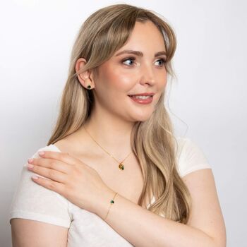 Gold Plated Sterling Silver May Emerald Birthstone Stud Earrings, 4 of 7