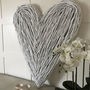 Extra Large Pale Grey Wicker Love Heart, thumbnail 1 of 2