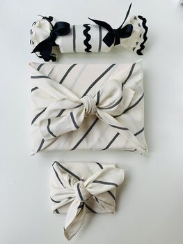 Monochrome Stripe Luxury Reusable Fabric Wrapping, 3 of 5