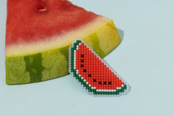 Make Your Own Watermelon Brooch Cross Stitch Kit, 6 of 9