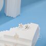 Tiny Forget Me Not Flower Stud Earrings Sterling Silver, thumbnail 4 of 10
