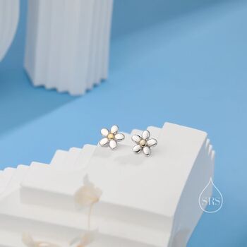 Tiny Forget Me Not Flower Stud Earrings Sterling Silver, 4 of 10