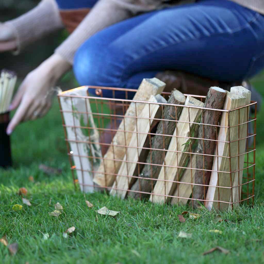 Copper Wire Log Basket By Dibor
