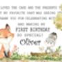 First Birthday Woodland Animals Thank Cards, thumbnail 2 of 2