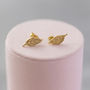 Gold Plated Leaf Stud Earrings, thumbnail 3 of 6